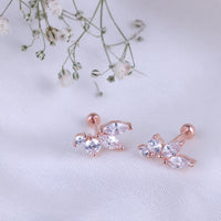 Elegant Traditional Silver Rose Gold Second Stud Earrings