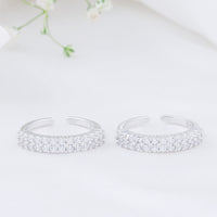 925 Silver CZ Stone Toe Rings | Traditional Design