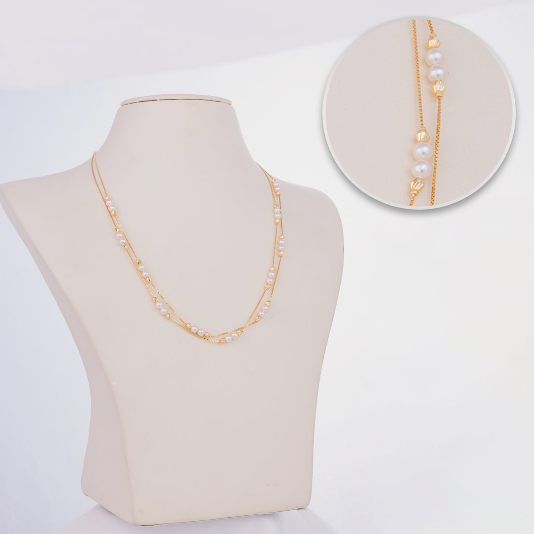 2 Layer Gold Plated Pearl Chain | Chaneira Jewels