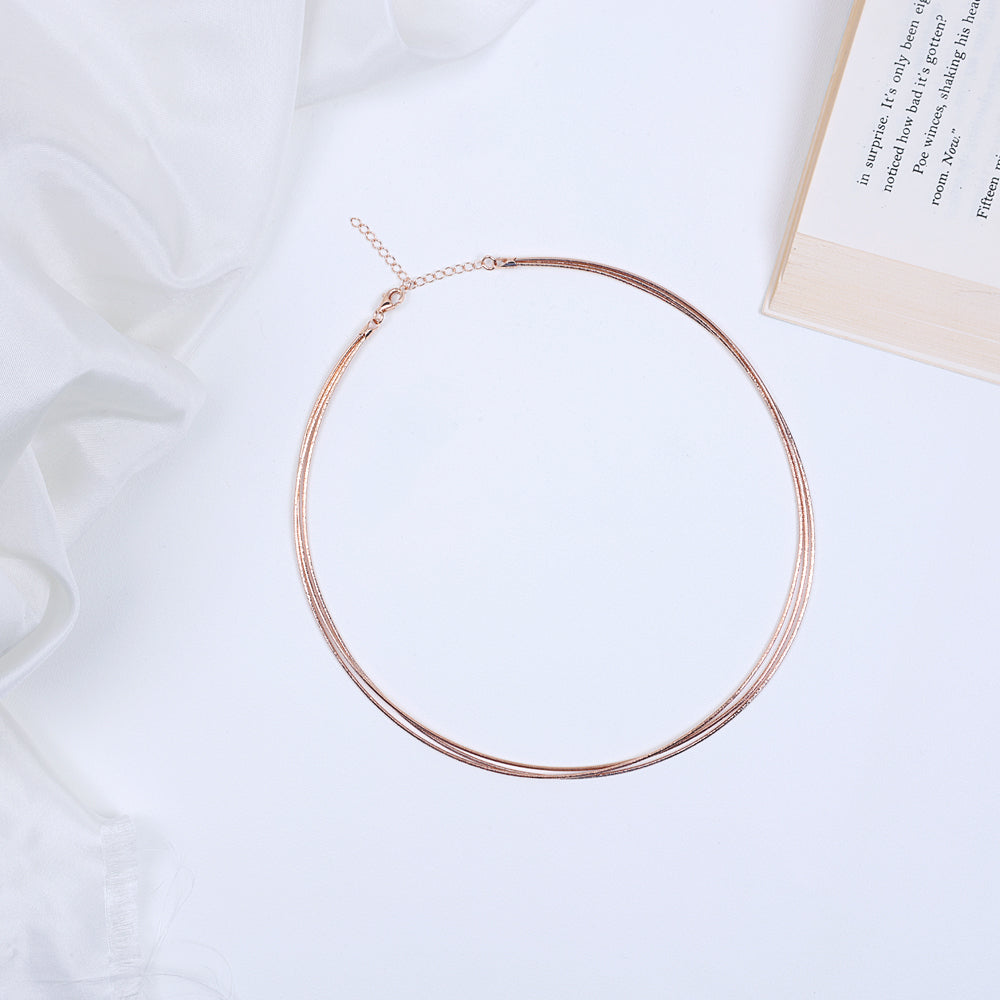 3 Layer Lightweight Silver Rose Gold Chain | Chaneira Jewels| Party Wear