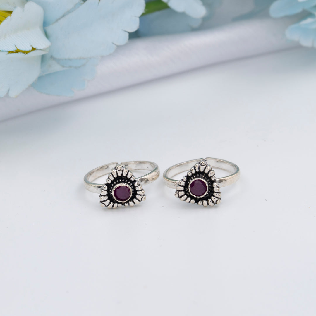 92.5 Cut Stone Toe Rings for Women/Daily Wear