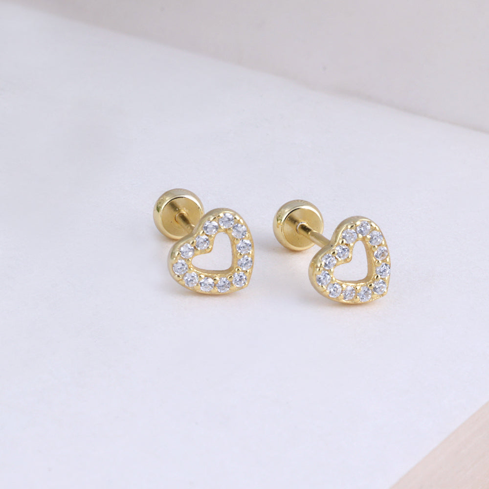 92.5 Silver Antique Gold Plated Second Stud Earrings