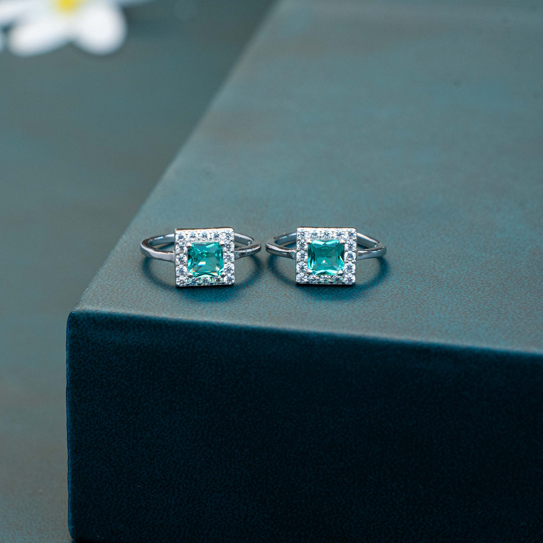 92.5 Silver CZ Stone Silver Toe Ring
