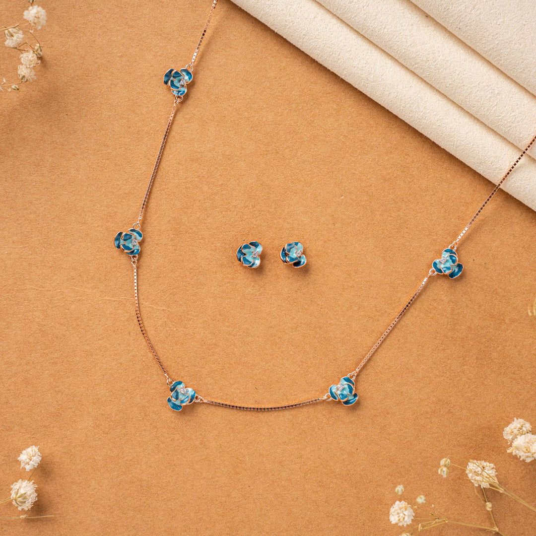 92.5 Silver Enamel Rose Gold Chain