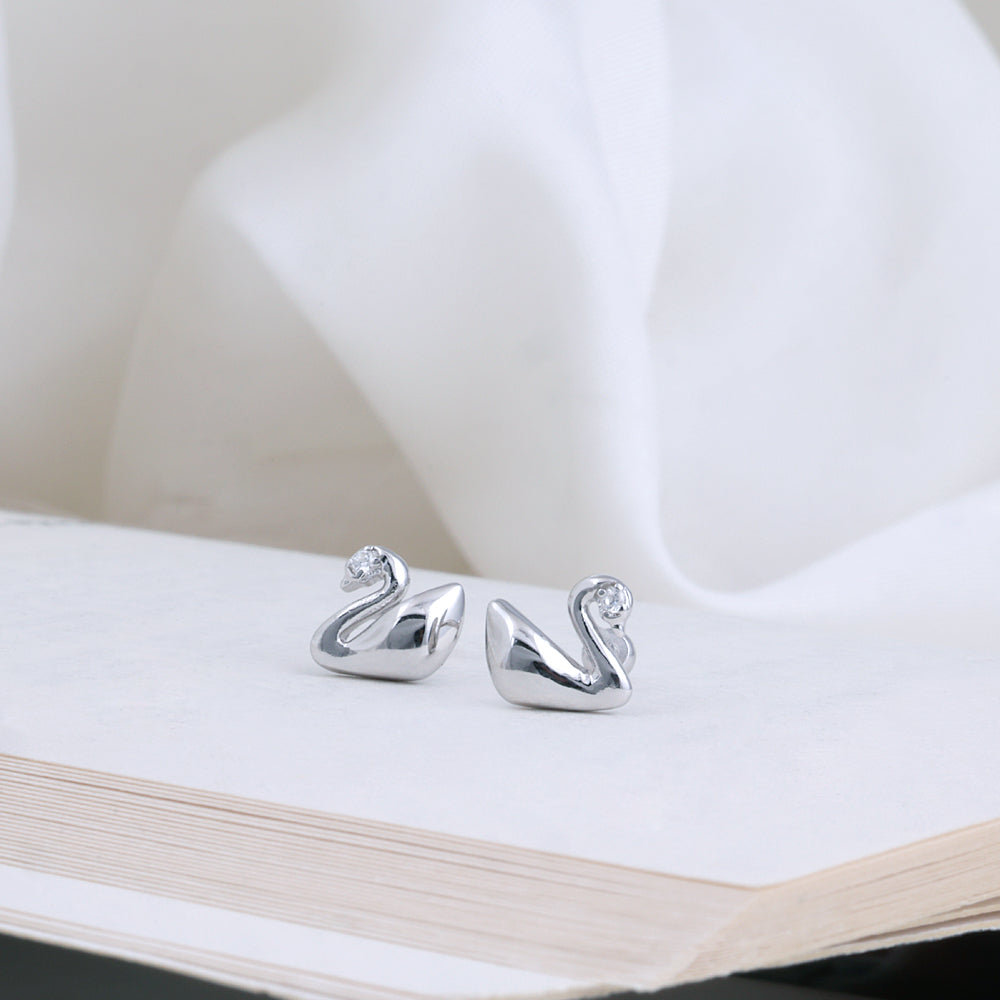 92.5 Silver Floral Rose Gold Second Stud Earrings