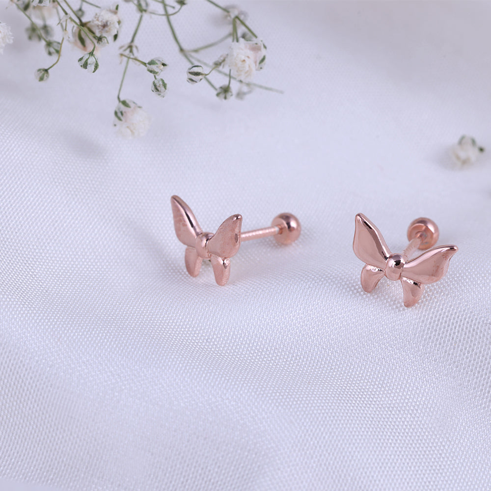 92.5 Silver Party Wear Rose Gold Second Stud Earrings