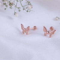 92.5 Silver Party Wear Rose Gold Second Stud Earrings