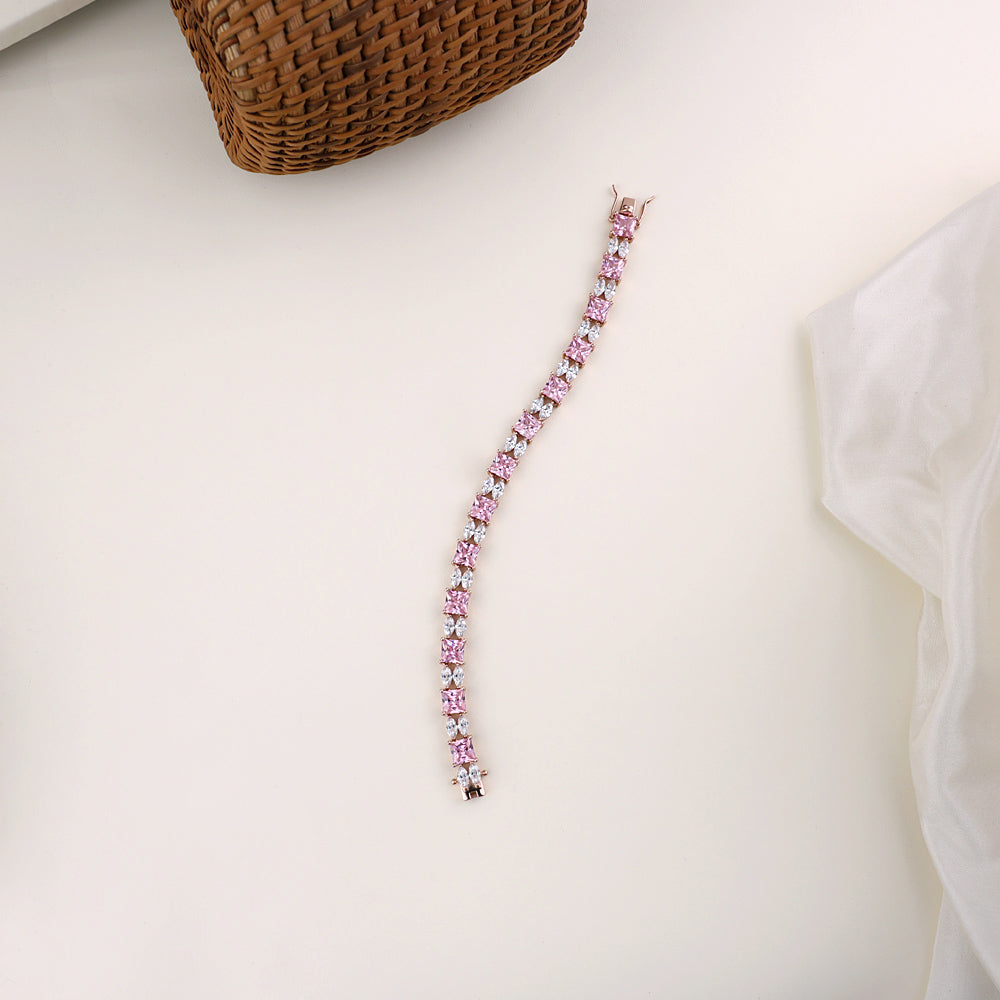 92.5 Silver Rose Gold CZ Bracelet |Modern
