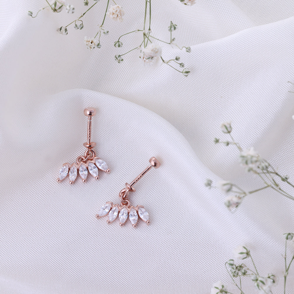 92.5 Silver Rose Gold CZ Bugadi Earrings