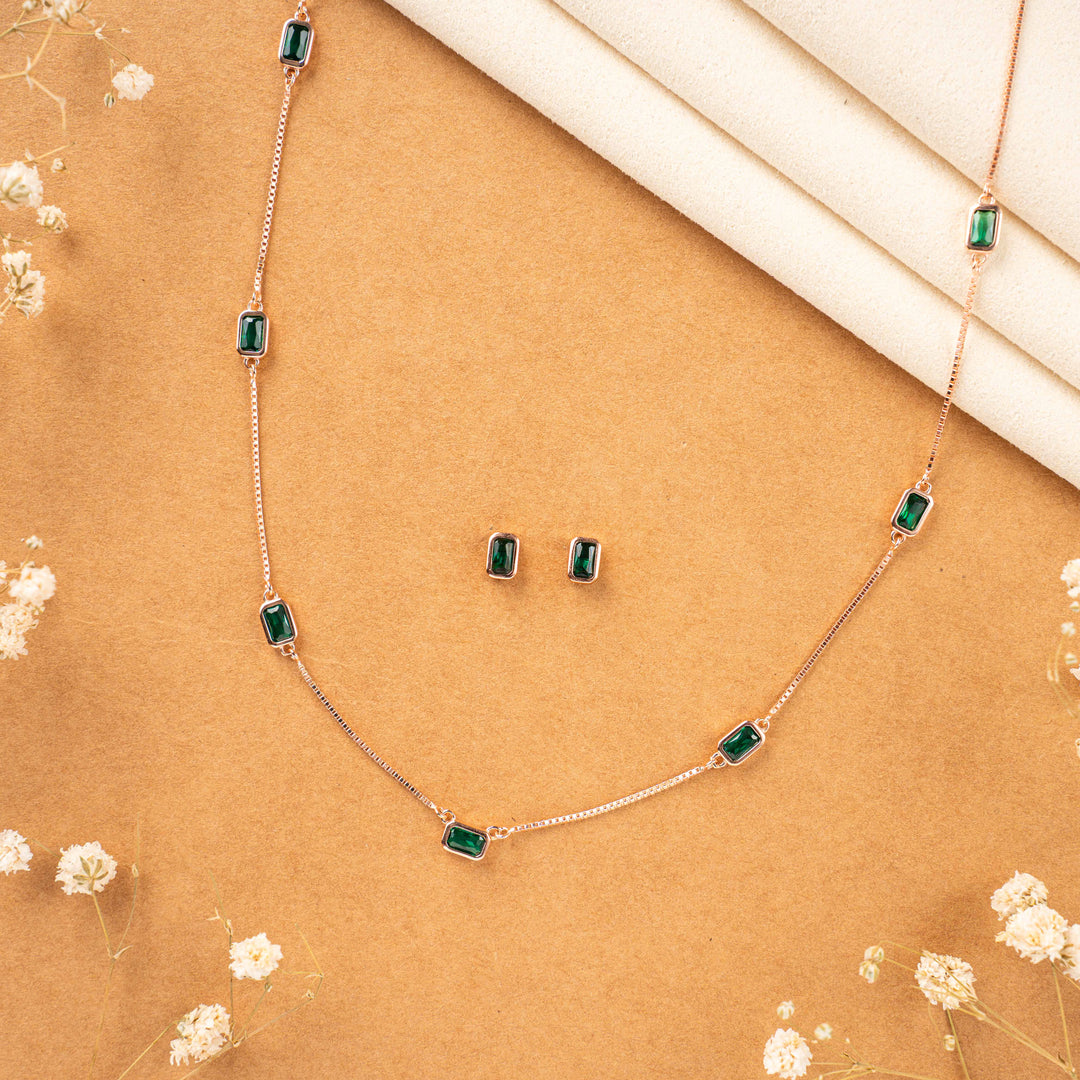 92.5 Silver Rose Gold CZ Stone Chain| Daily Wear
