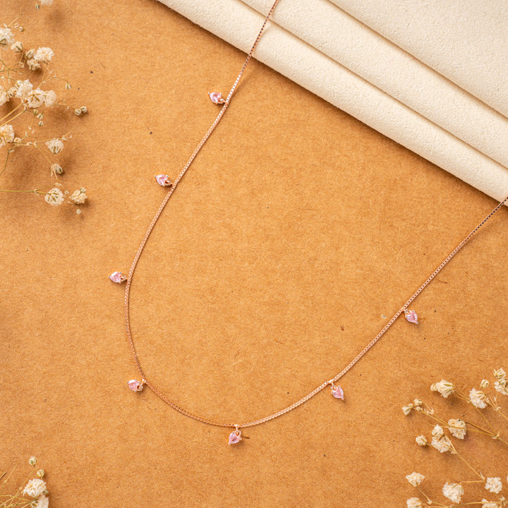 92.5 Silver Rose Gold CZ Stone Chain| Stylish