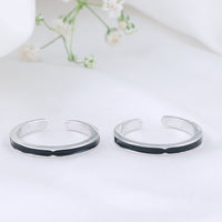 925_Silver_Black Enamel Toe_Rings_Modern_Design
