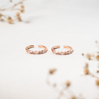 925 Silver CZ Rose Gold Toe Ring
