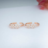 925 Silver CZ Stone Rose Gold Toe Rings | 925 Silver Design