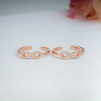 925 Silver CZ Stone Rose Gold Toe Rings | Bridal Design