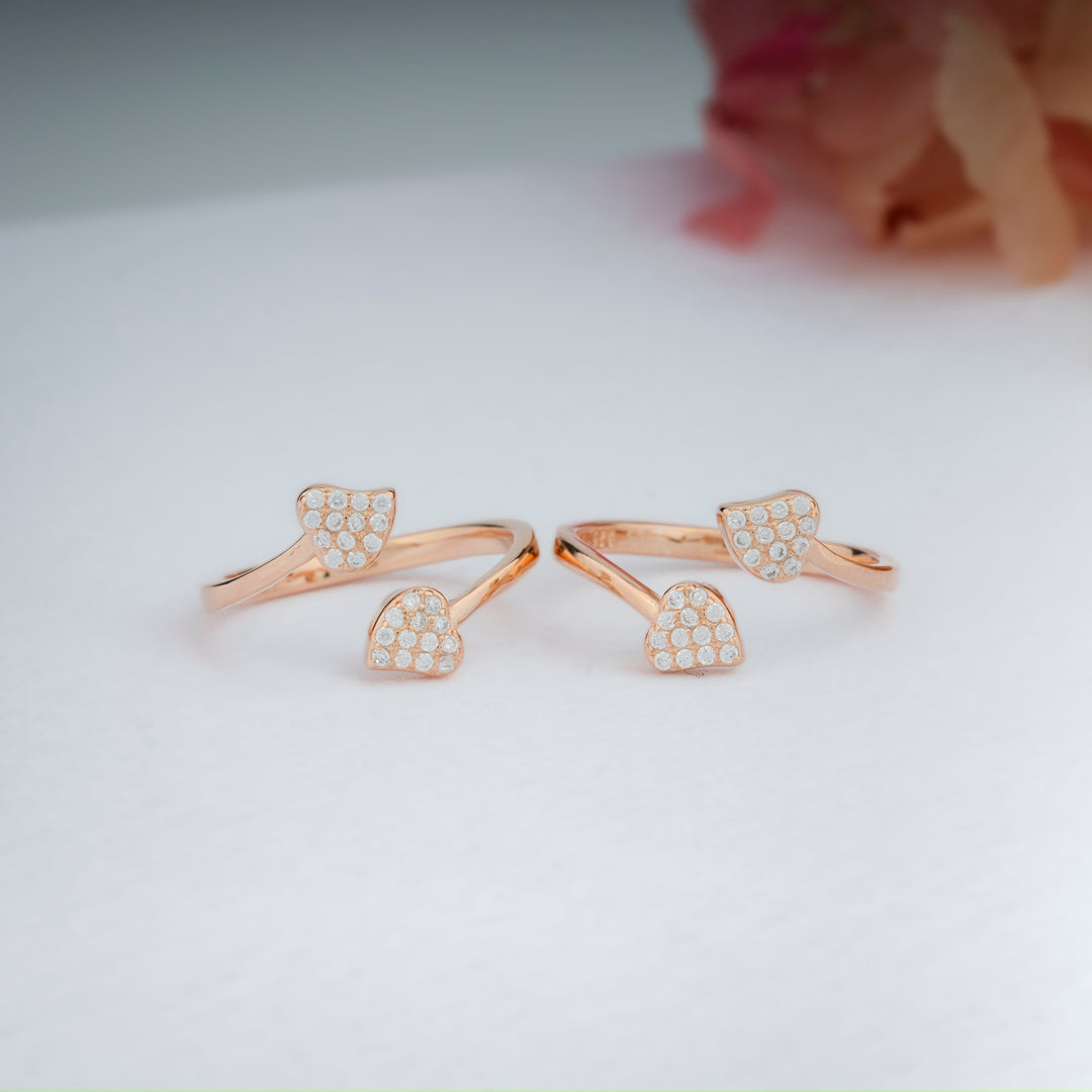   925 Silver CZ Stone Rose Gold Toe Rings | Daily Wear Design                                                               