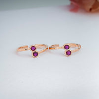 925 Silver CZ Stone Rose Gold Toe Rings | Designer Design