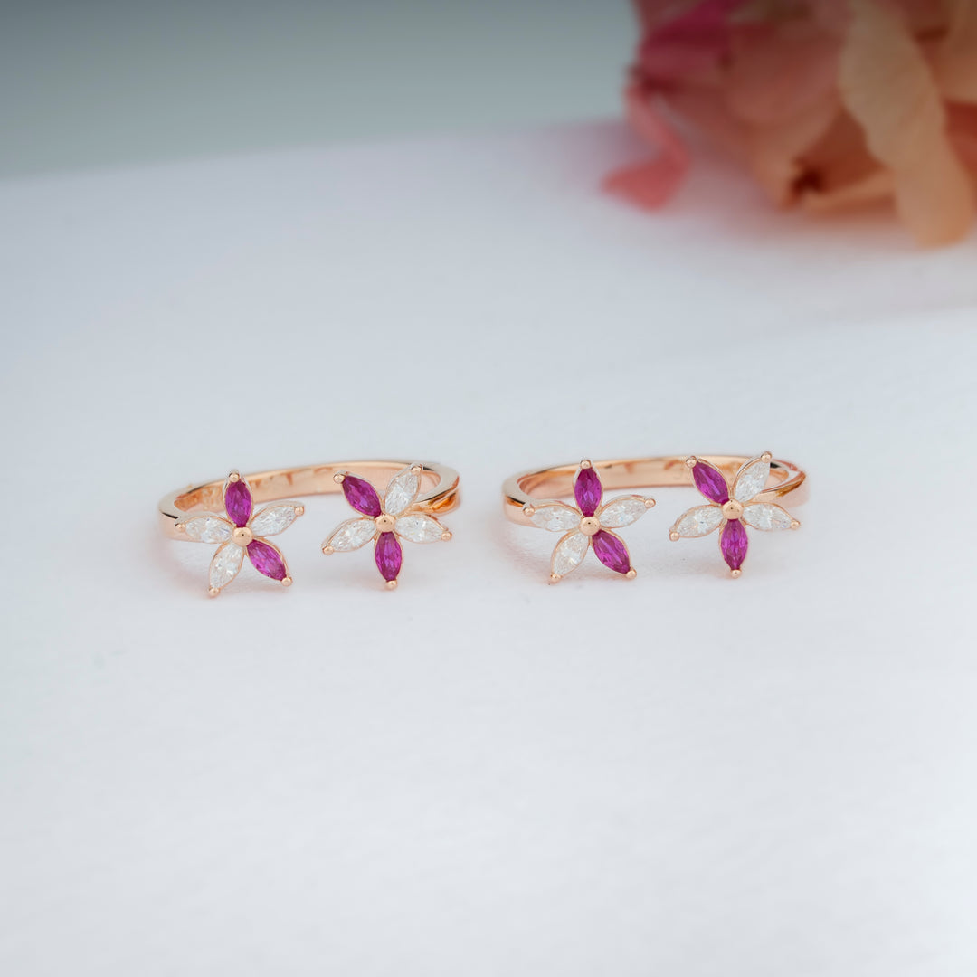  925 Silver CZ Stone Rose Gold Toe Rings | Elegant Design                                                          