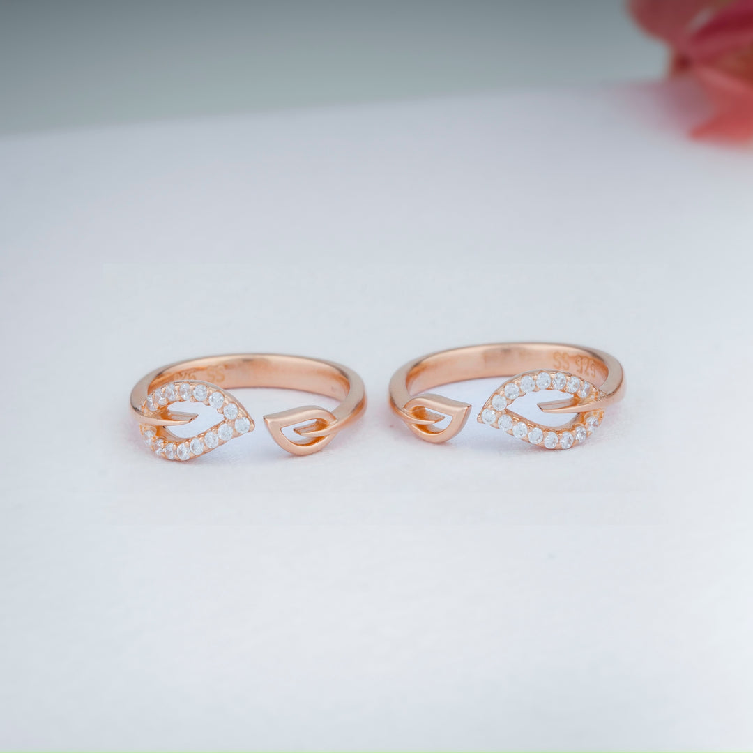 925 Silver CZ Stone Rose Gold Toe Rings | Fine Finish Design
