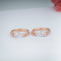 925 Silver CZ Stone Rose Gold Toe Rings | Fine Finish Design