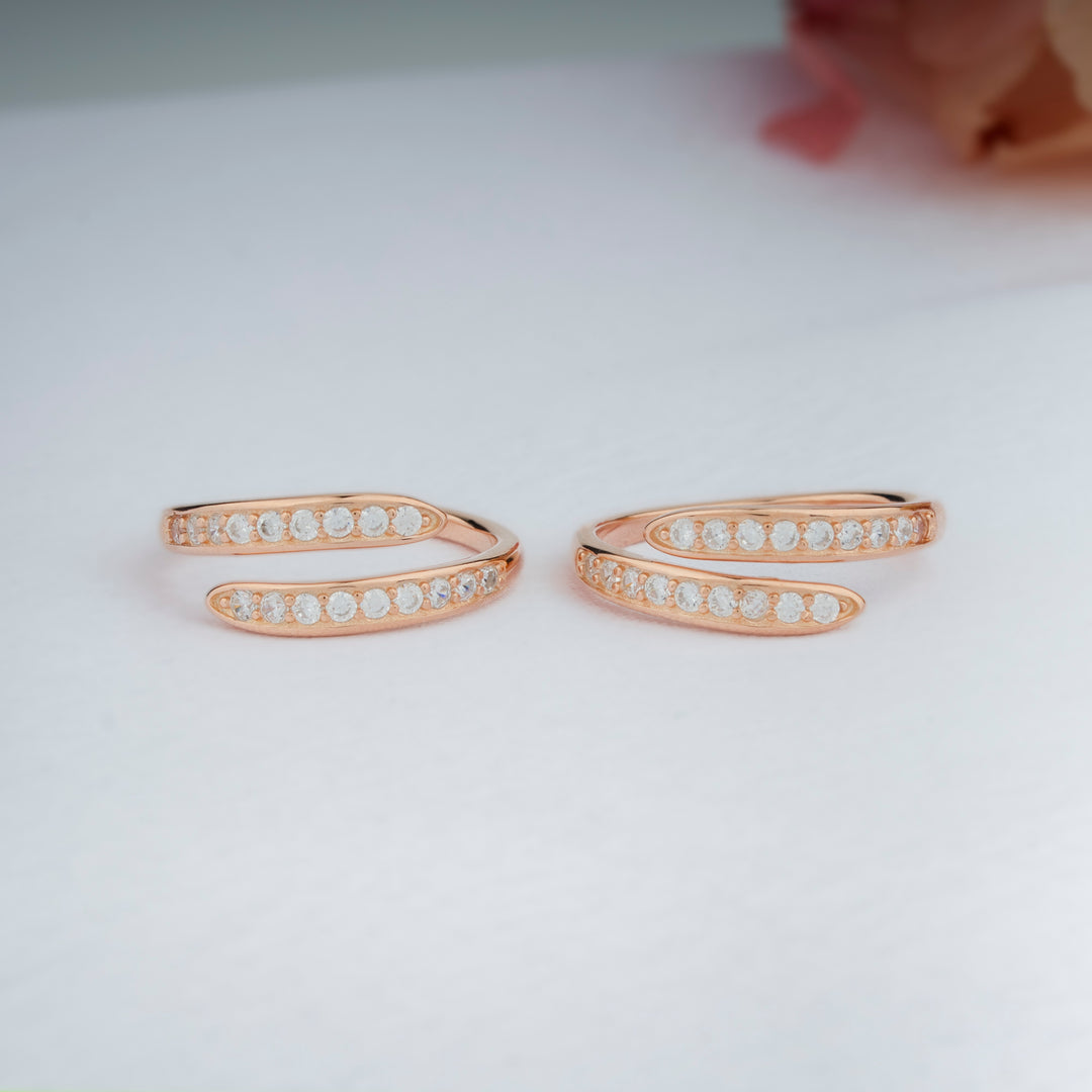 925 Silver CZ Stone Rose Gold Toe Rings | Minimal Design