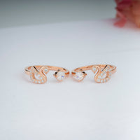 925 Silver CZ Stone Rose Gold Toe Rings | Premium Design