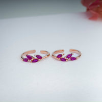 925 Silver CZ Stone Rose Gold Toe Rings | Smooth Finish Design