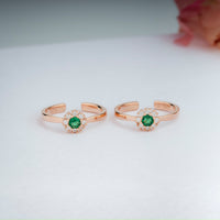 925 Silver CZ Stone Rose Gold Toe Rings | Sparkling Design