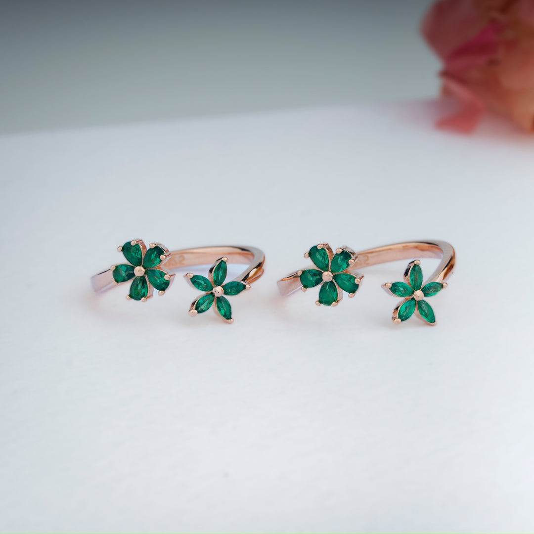 925 Silver CZ Stone Rose Gold Toe Rings | Trendy Design