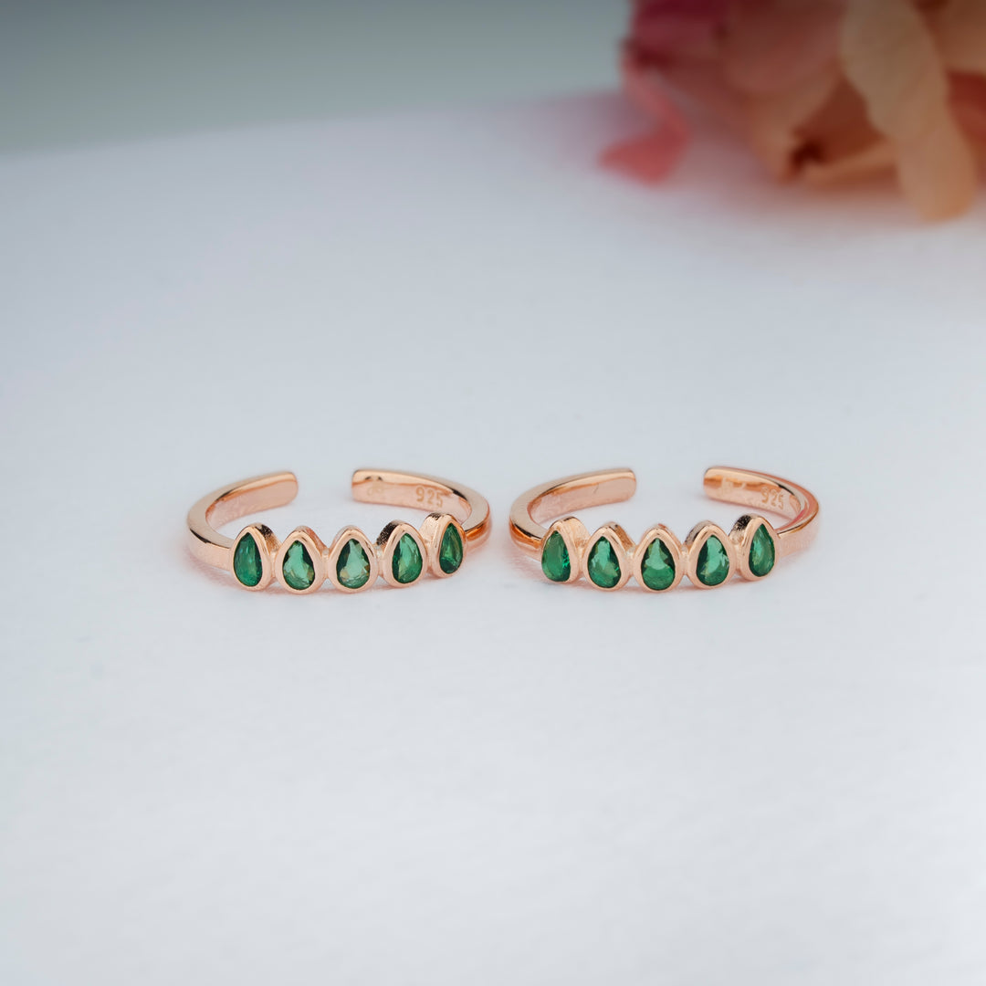 925 Silver CZ Stone Silver Rose Gold Toe Ring for Women/Office Wear