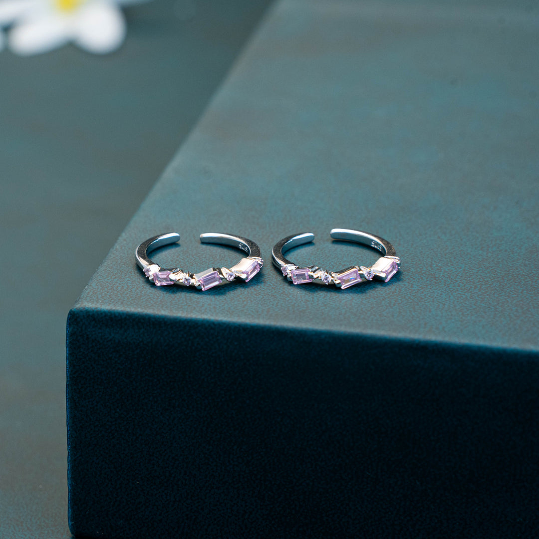 925 Silver CZ Stone Silver Toe Ring
