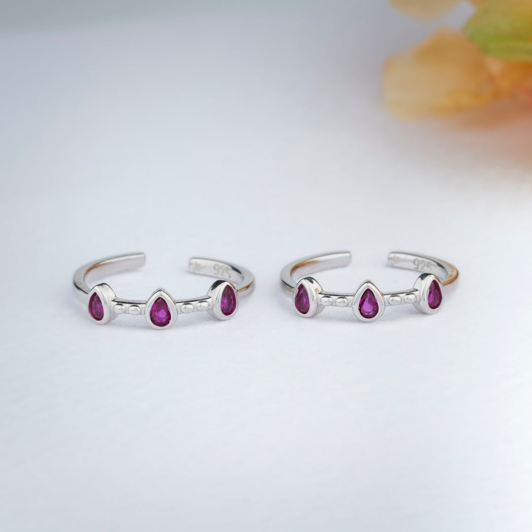 925 Silver CZ Stone Silver Toe Ring for Women/Office Wear