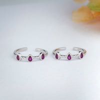 925 Silver CZ Stone Silver Toe Ring for Women/Office Wear