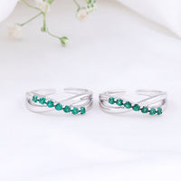 925 Silver CZ Stone Toe Rings | Bridal Design