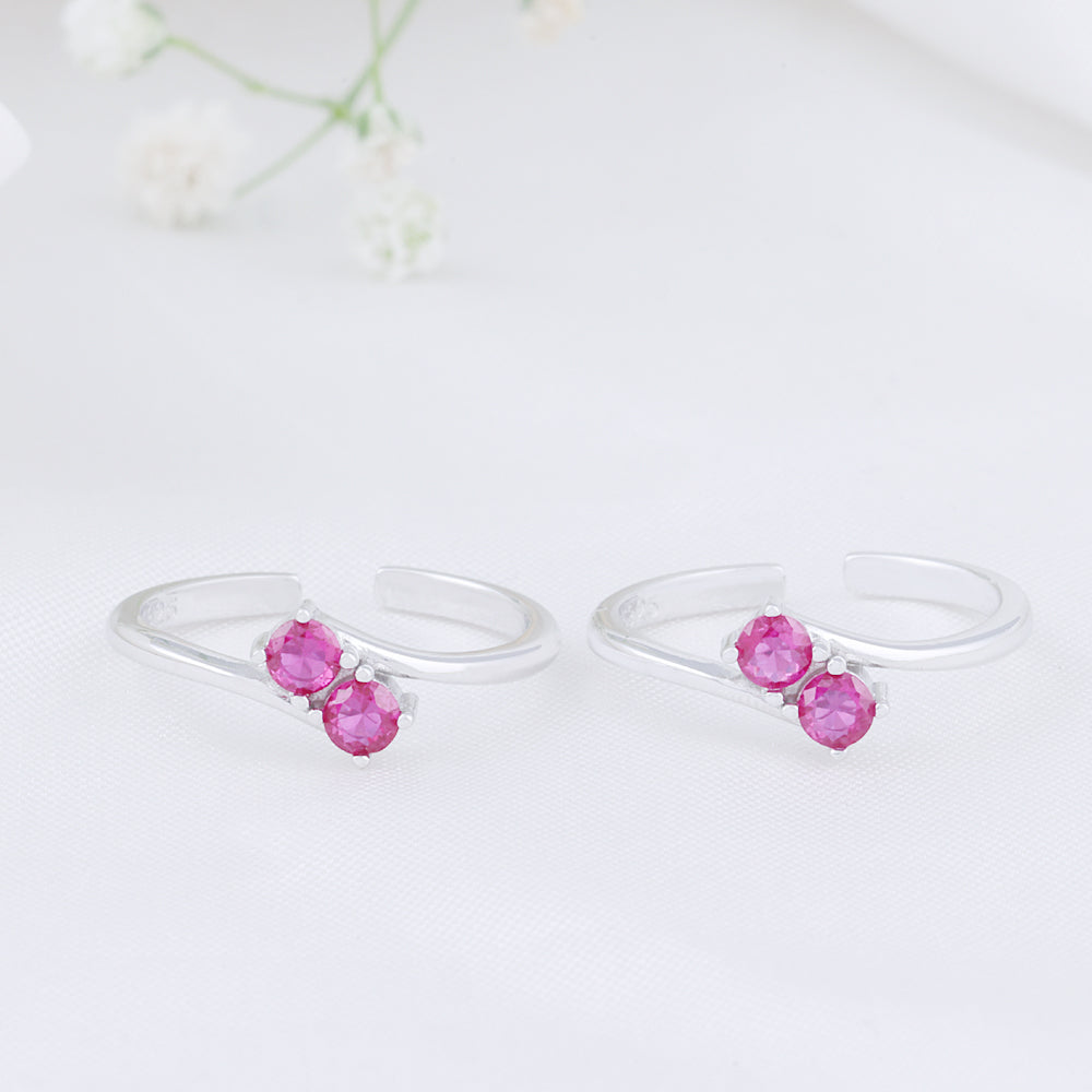 925 Silver CZ Stone Toe Rings | Daily Wear Design