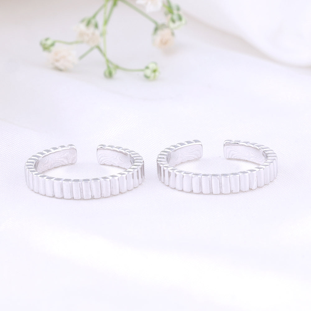 925 Silver CZ Stone Toe Rings | Designer Design
