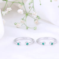 925 Silver CZ Stone Toe Rings | Gift Ready Design

