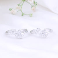 925 Silver CZ Stone Toe Rings | Indian Design
