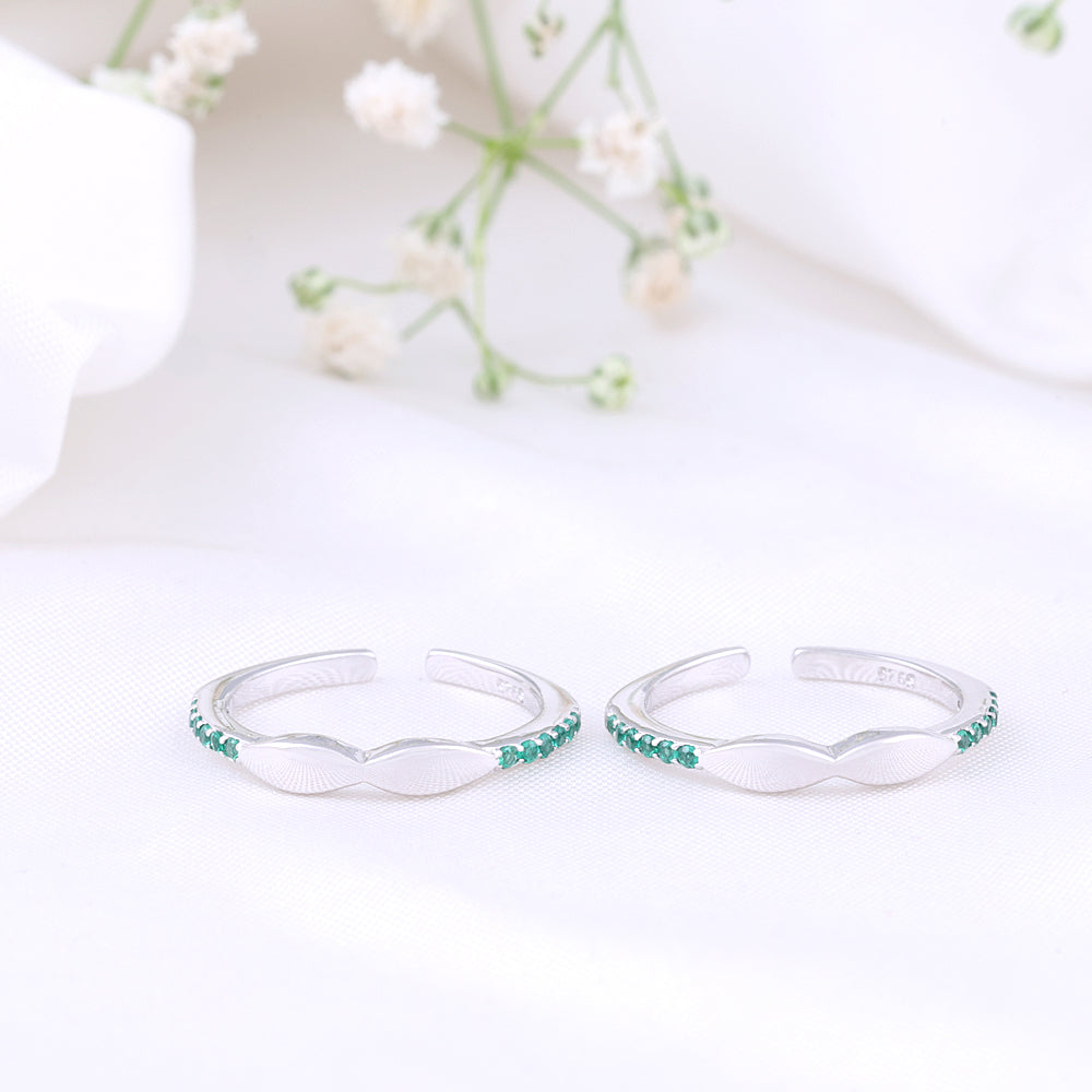925 Silver CZ Stone Toe Rings | Lightweight Design
