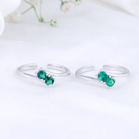 925 Silver CZ Stone Toe Rings | Modern Design
