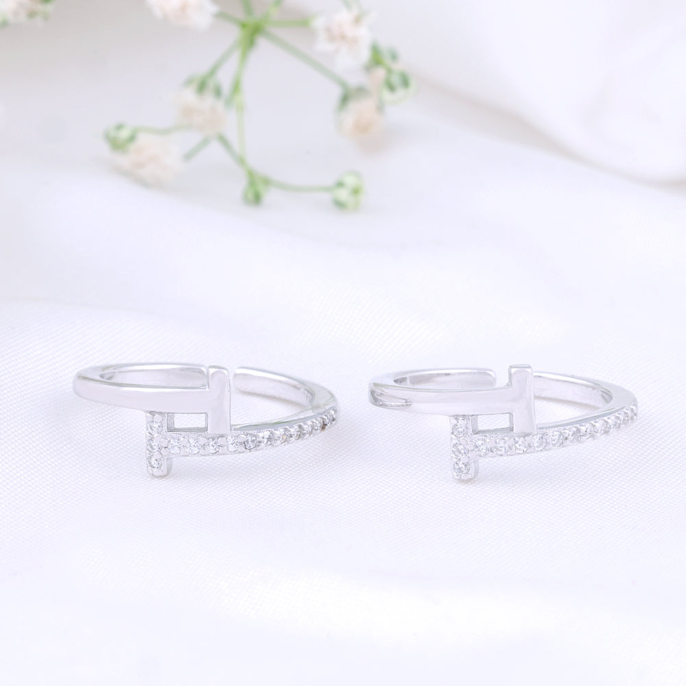 925 Silver CZ Stone Toe Rings | Party Wear Design
