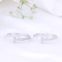925 Silver CZ Stone Toe Rings | Party Wear Design
