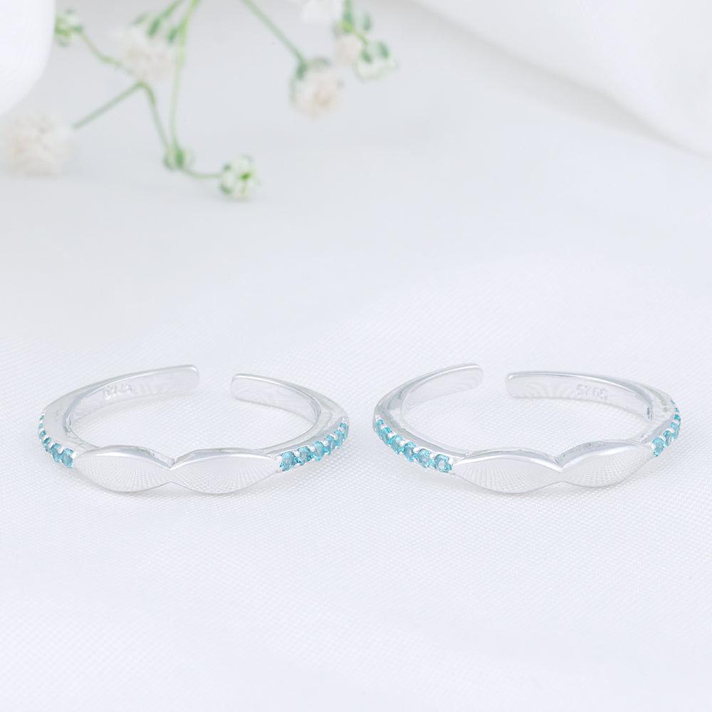 925 Silver CZ Stone Toe Rings | Premium Design
