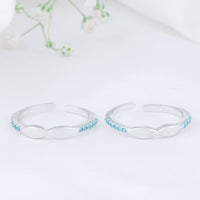 925 Silver CZ Stone Toe Rings | Premium Design
