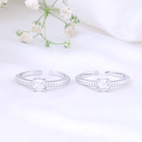 925 Silver CZ Stone Toe Rings | Smooth Finish Design
