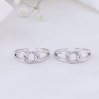 925 Silver CZ Stone Toe Rings | Stylish Design
