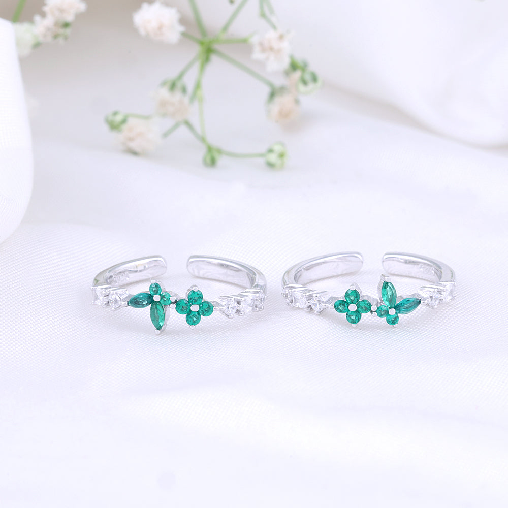 925 Silver CZ Stone Toe Rings | Trendy Design

