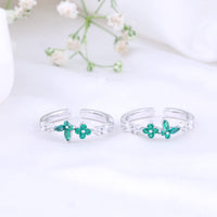 925 Silver CZ Stone Toe Rings | Trendy Design
