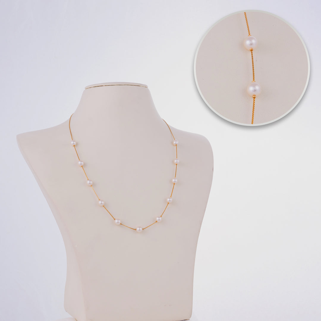 925 Silver Gold Plated Pearl Chain for Women