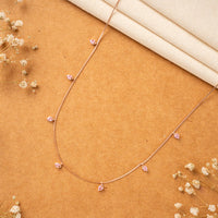 925 Silver Rose Gold CZ Stone Chain| Party Wear